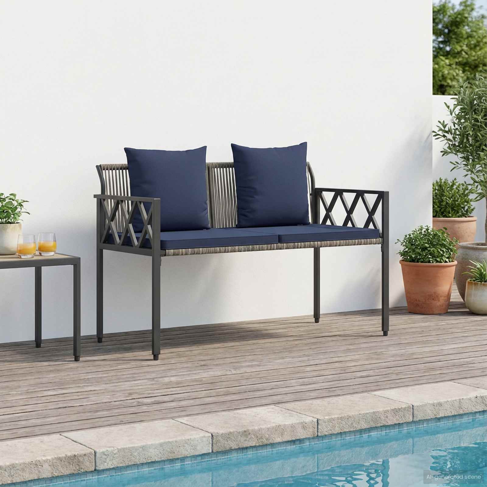 vidaXL Ławki ogrodowe 2 -Seater 116 x 56 x 75 cm polirattan