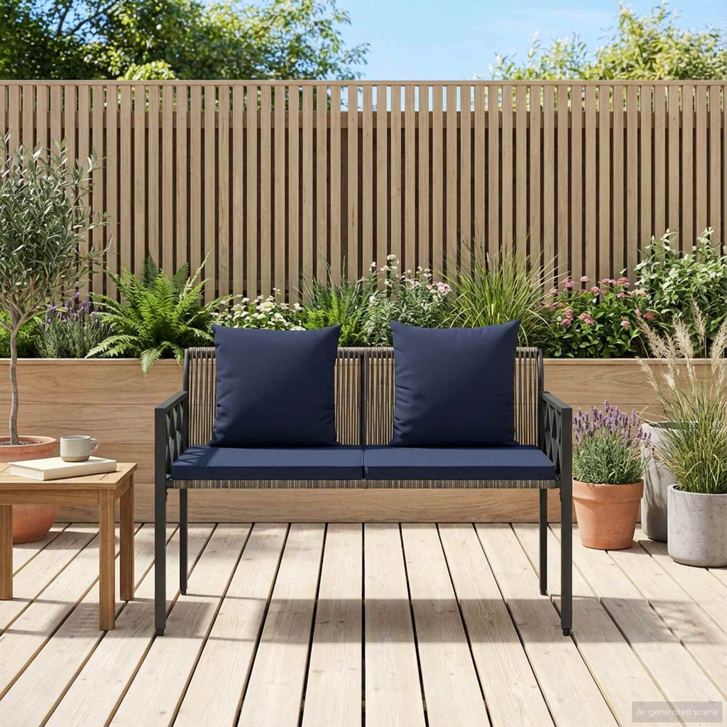 vidaXL Ławki ogrodowe 2 -Seater 116 x 56 x 75 cm polirattan