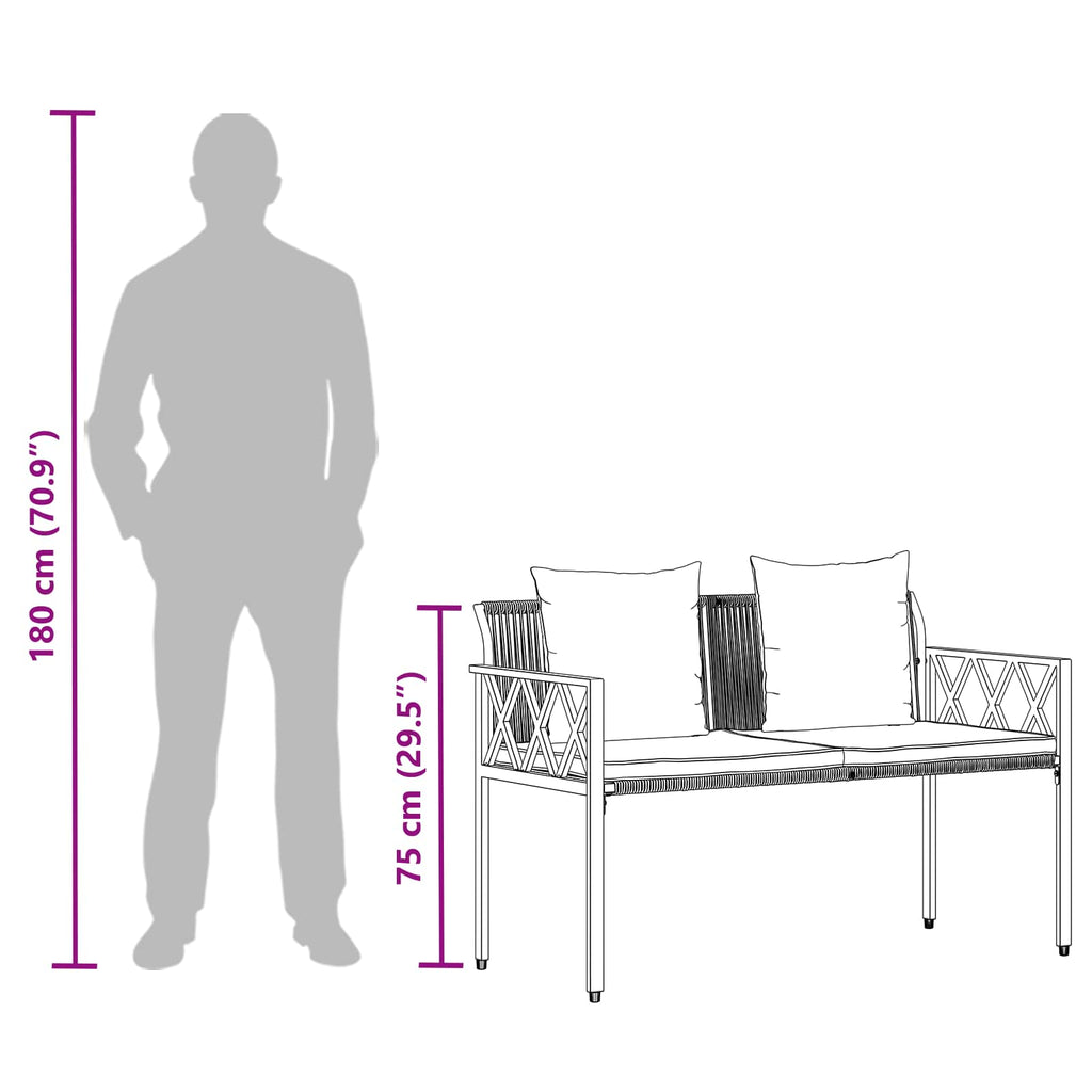 vidaXL Ławki ogrodowe 2 -Seater 116 x 56 x 75 cm polirattan