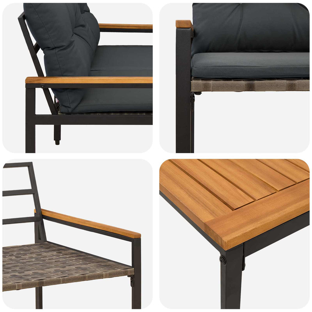 vidaXL Zestaw Mebli Ogrodowych 4 pcs ciemnoszary polirattan