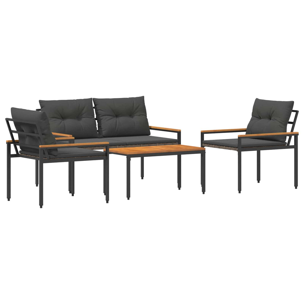 vidaXL Zestaw Mebli Ogrodowych 4 pcs ciemnoszary polirattan
