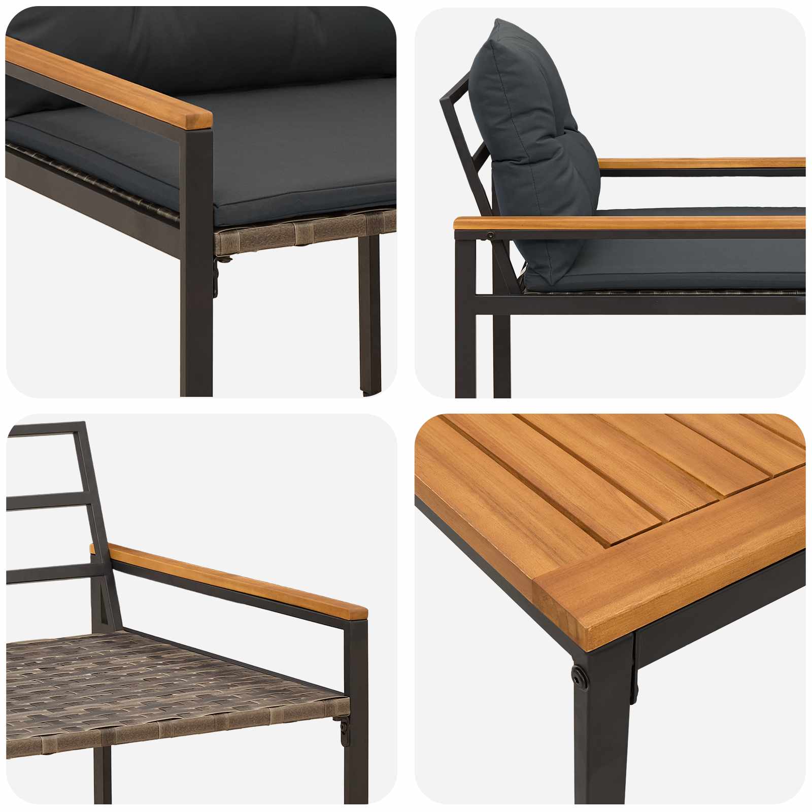 vidaXL Zestaw Mebli Ogrodowych 3 pcs ciemnoszary polirattan