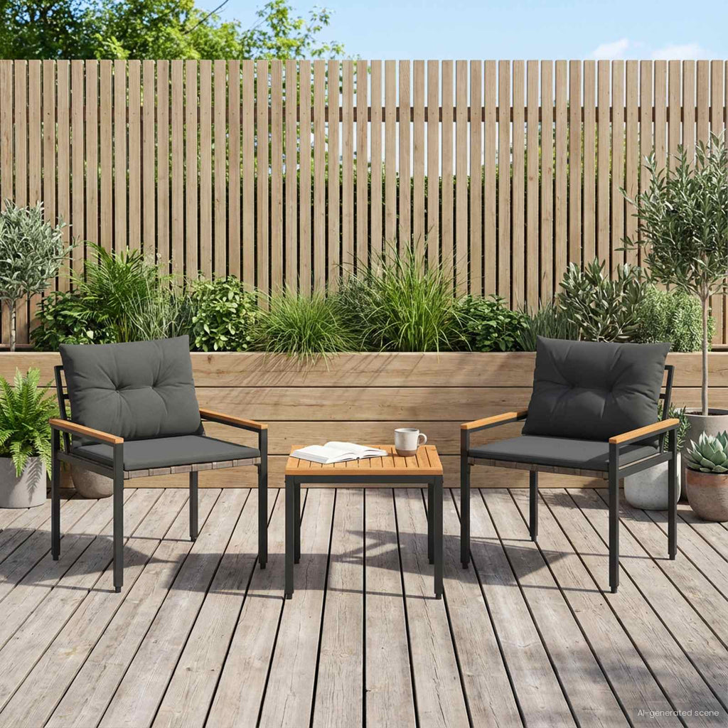 vidaXL Zestaw Mebli Ogrodowych 3 pcs ciemnoszary polirattan