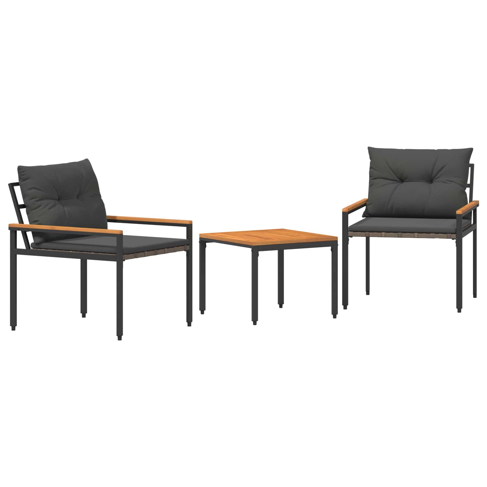 vidaXL Zestaw Mebli Ogrodowych 3 pcs ciemnoszary polirattan