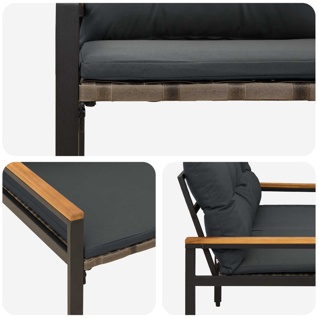 vidaXL Ławka ogrodowa 2 -Seater 116 x 67,5 x 72 cm polirattan