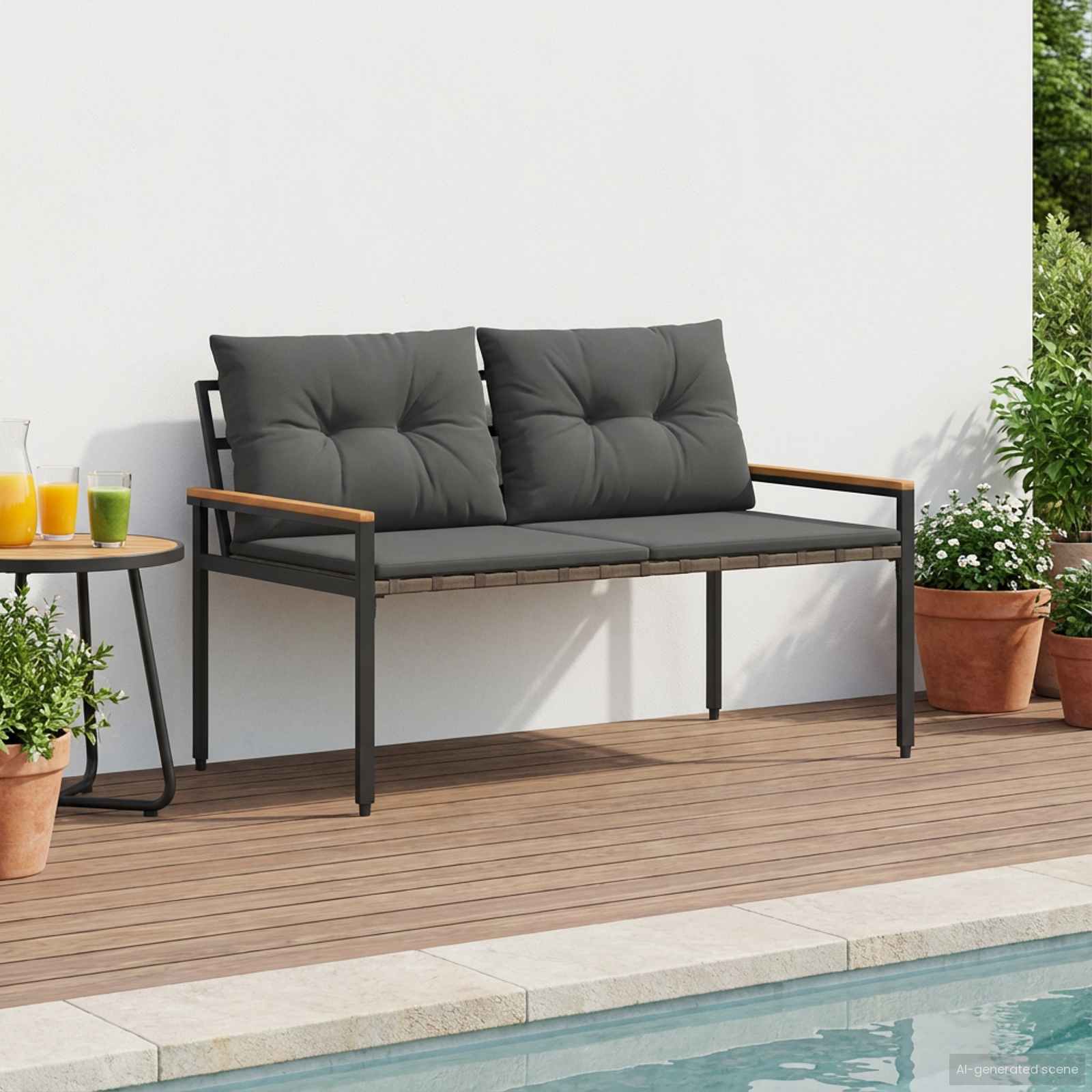 vidaXL Ławka ogrodowa 2 -Seater 116 x 67,5 x 72 cm polirattan