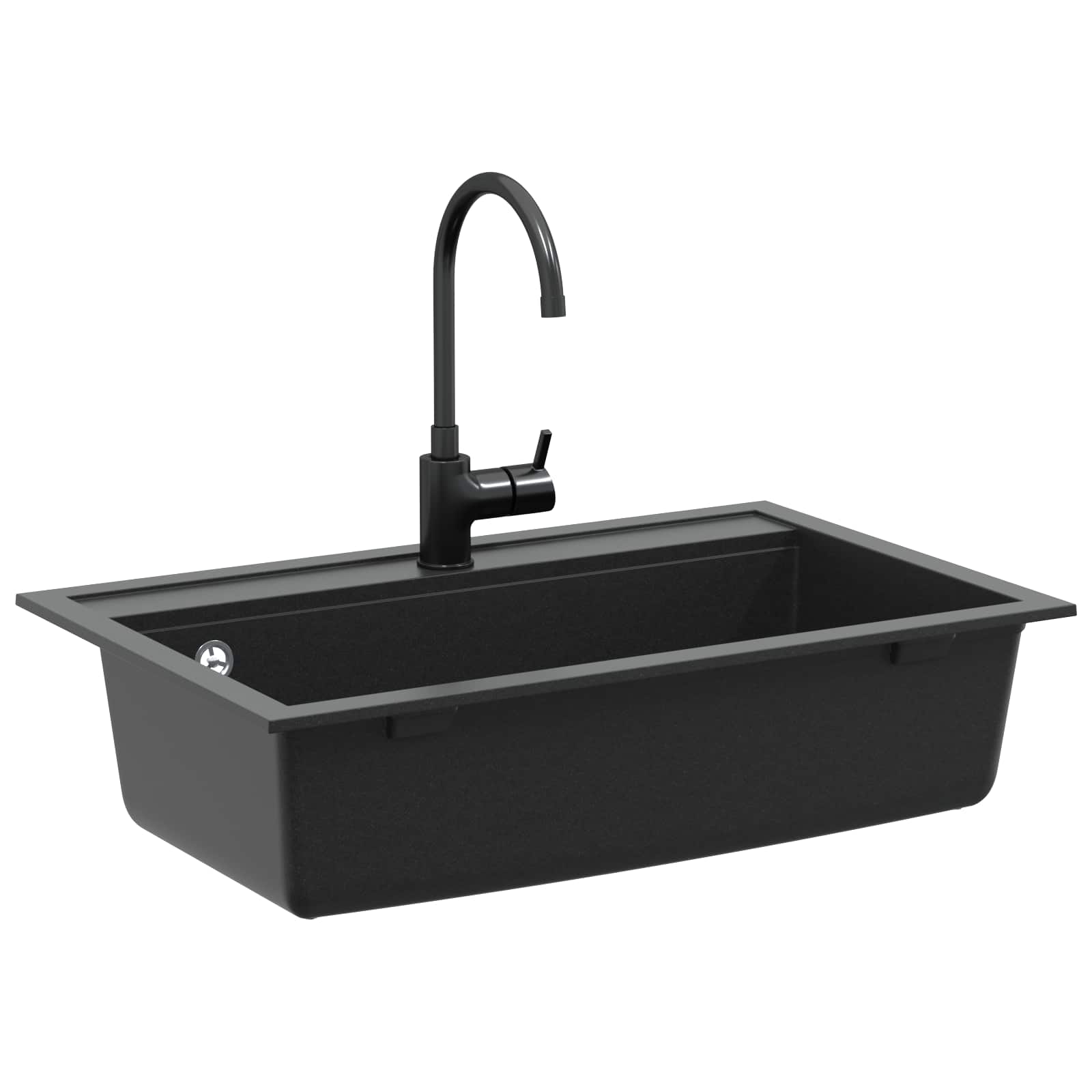 vidaXL Zlew Czarny 795 x 505 mm Granit