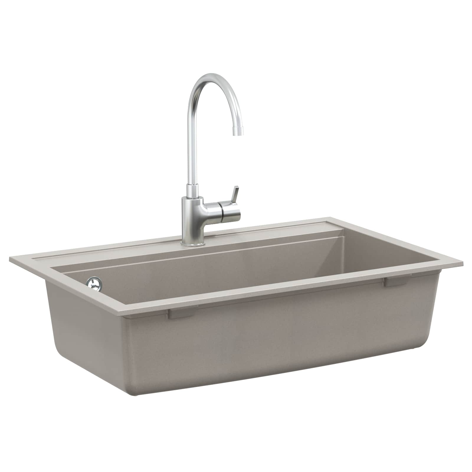vidaXL Zlew Szary 795 x 505 mm Granit