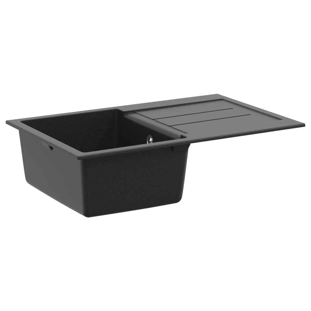vidaXL Zlew Czarny 780 x 500 mm 80% Kwarc i 20% Żywica