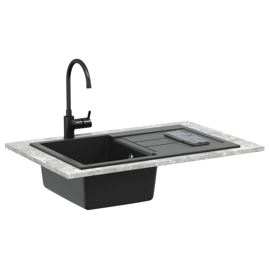 vidaXL Zlew Czarny 780 x 500 mm 80% Kwarc i 20% Żywica