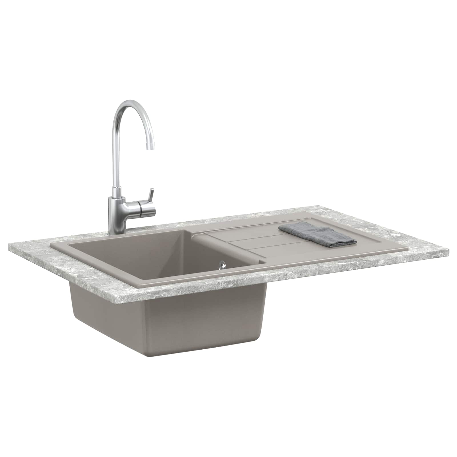 vidaXL Zlew Szary 780 x 500 mm 80% Kwarc i 20% Żywica