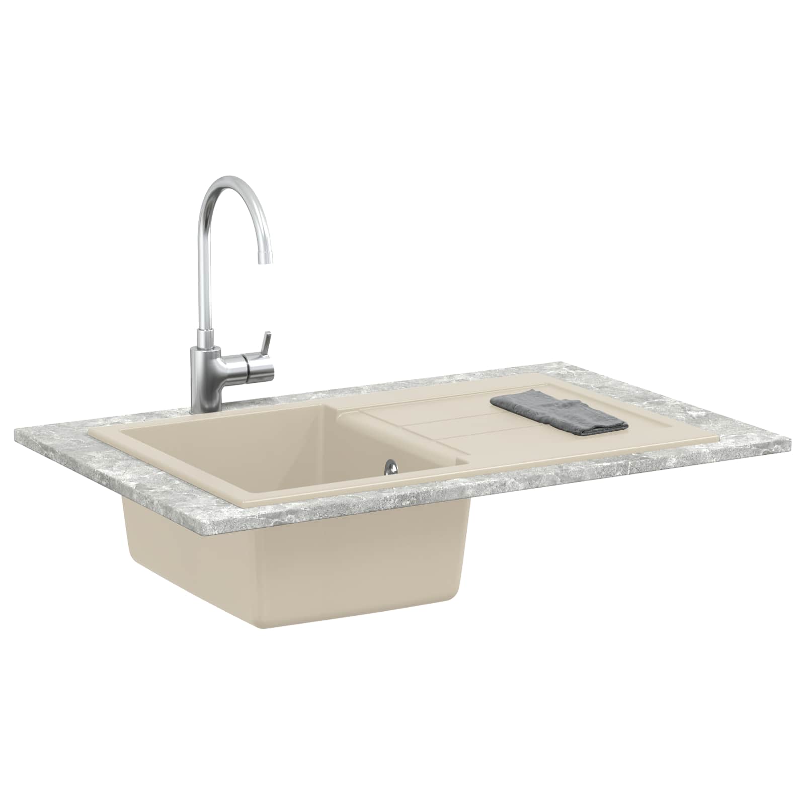 vidaXL Zlew Beżowy 780 x 500 mm 80% Kwarc i 20% Żywica