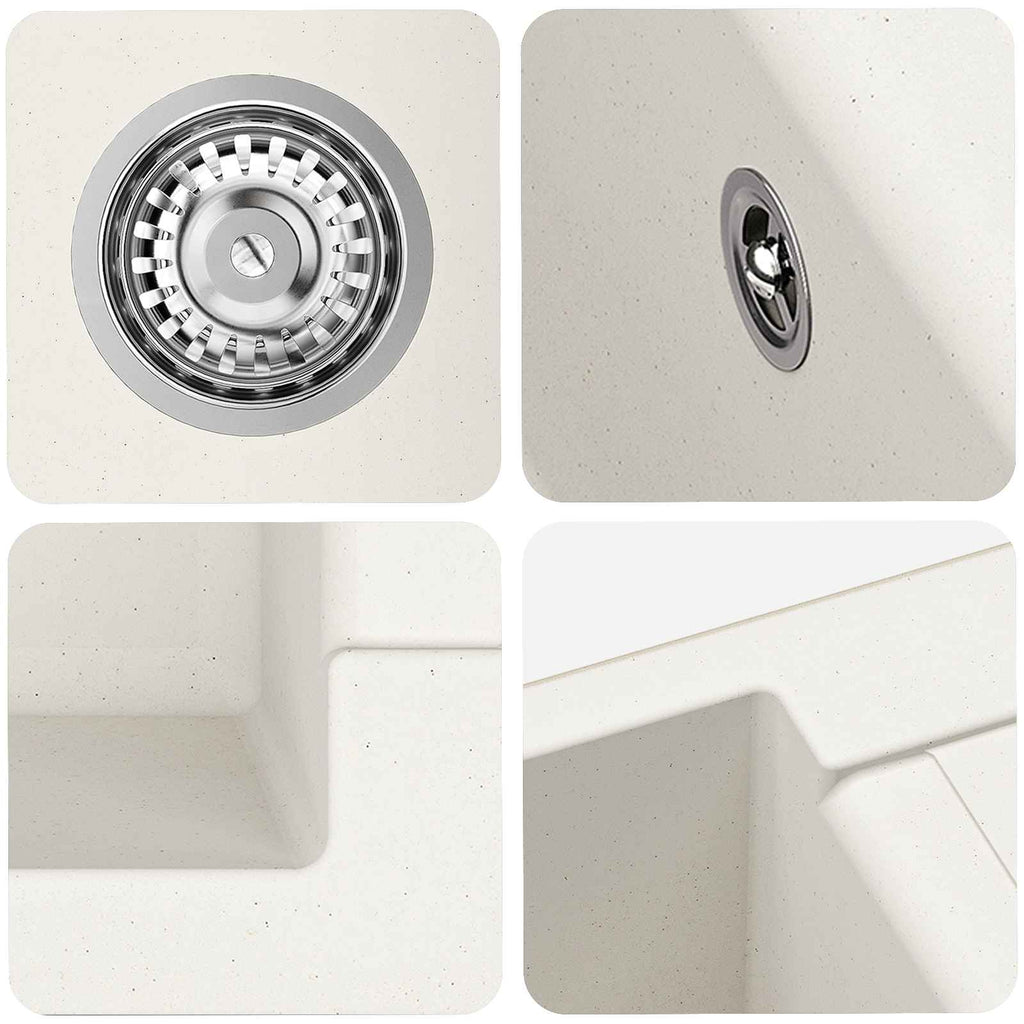 vidaXL Zlew Biały 780 x 500 mm 80% Kwarc i 20% Żywica