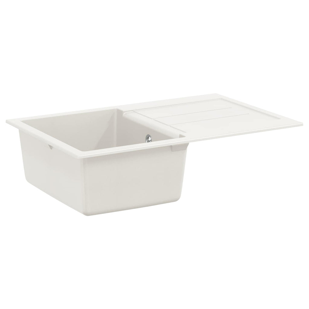 vidaXL Zlew Biały 780 x 500 mm 80% Kwarc i 20% Żywica