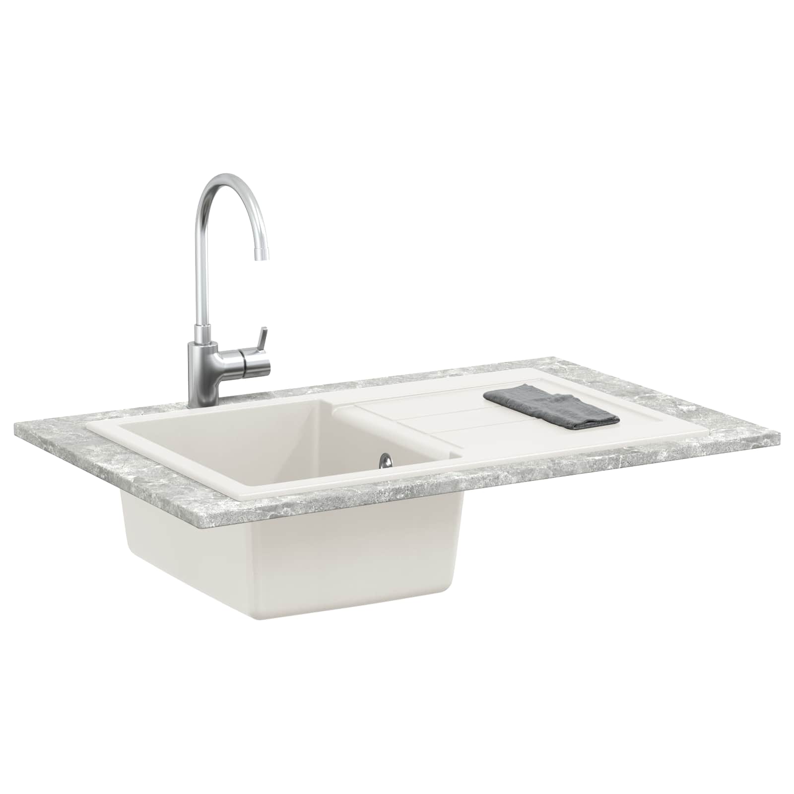 vidaXL Zlew Biały 780 x 500 mm 80% Kwarc i 20% Żywica