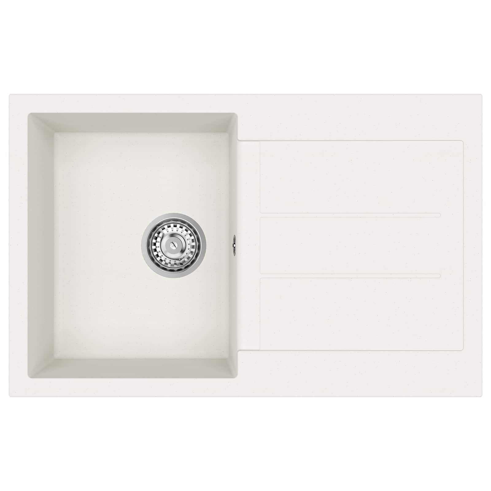 vidaXL Zlew Biały 780 x 500 mm 80% Kwarc i 20% Żywica