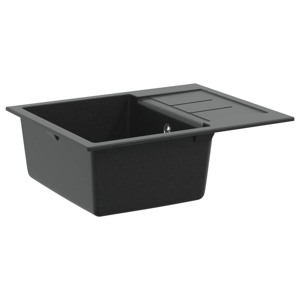 vidaXL Zlew Czarny 620 x 500 mm 80% Kwarc i 20% Żywica