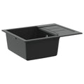 vidaXL Zlew Czarny 620 x 500 mm 80% Kwarc i 20% Żywica