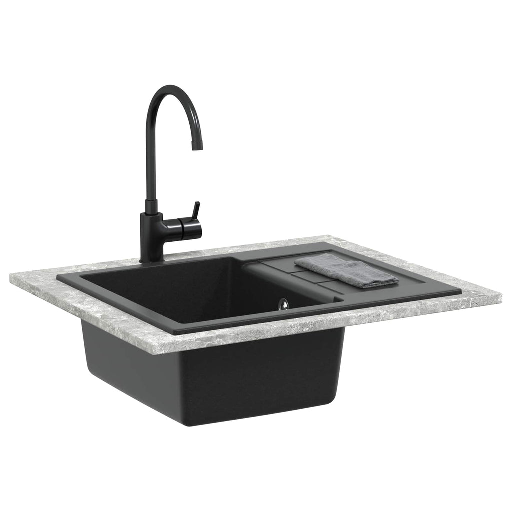 vidaXL Zlew Czarny 620 x 500 mm 80% Kwarc i 20% Żywica