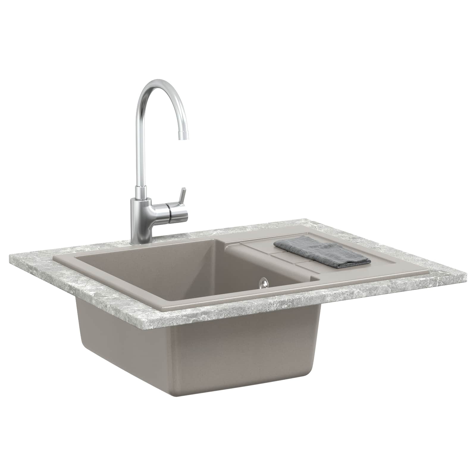 vidaXL Zlew Szary 620 x 500 mm 80% Kwarc i 20% Żywica