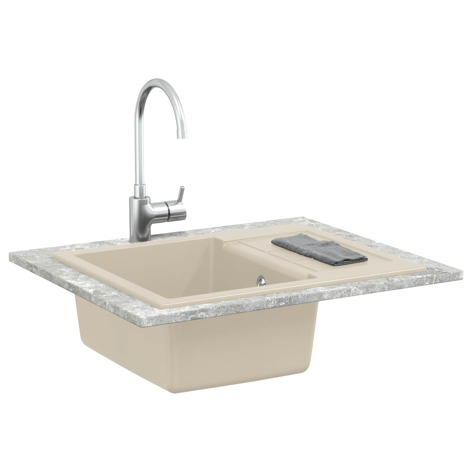 vidaXL Zlew Beżowy 620 x 500 mm 80% Kwarc i 20% Żywica