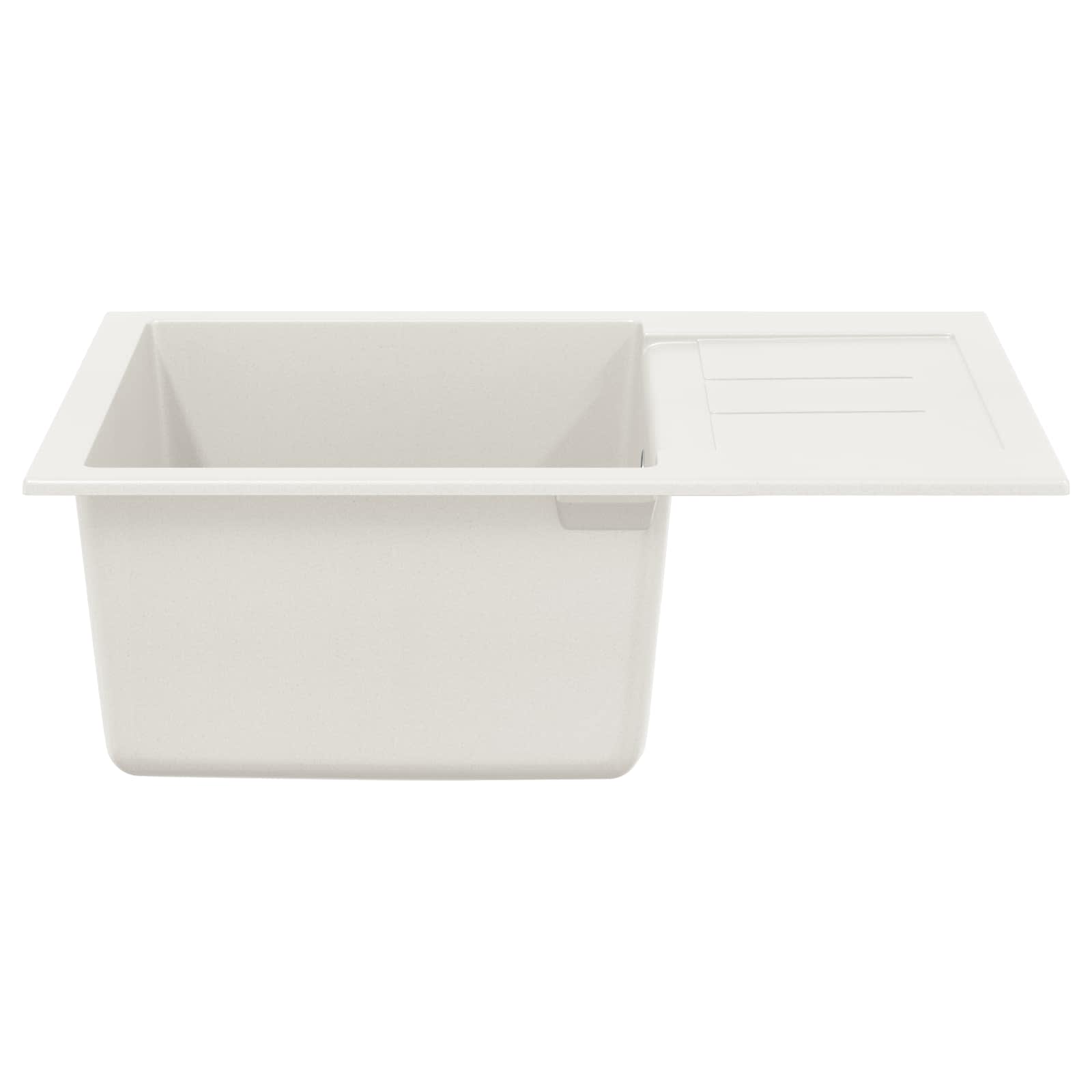 vidaXL Zlew Biały 620 x 500 mm 80% Kwarc i 20% Żywica