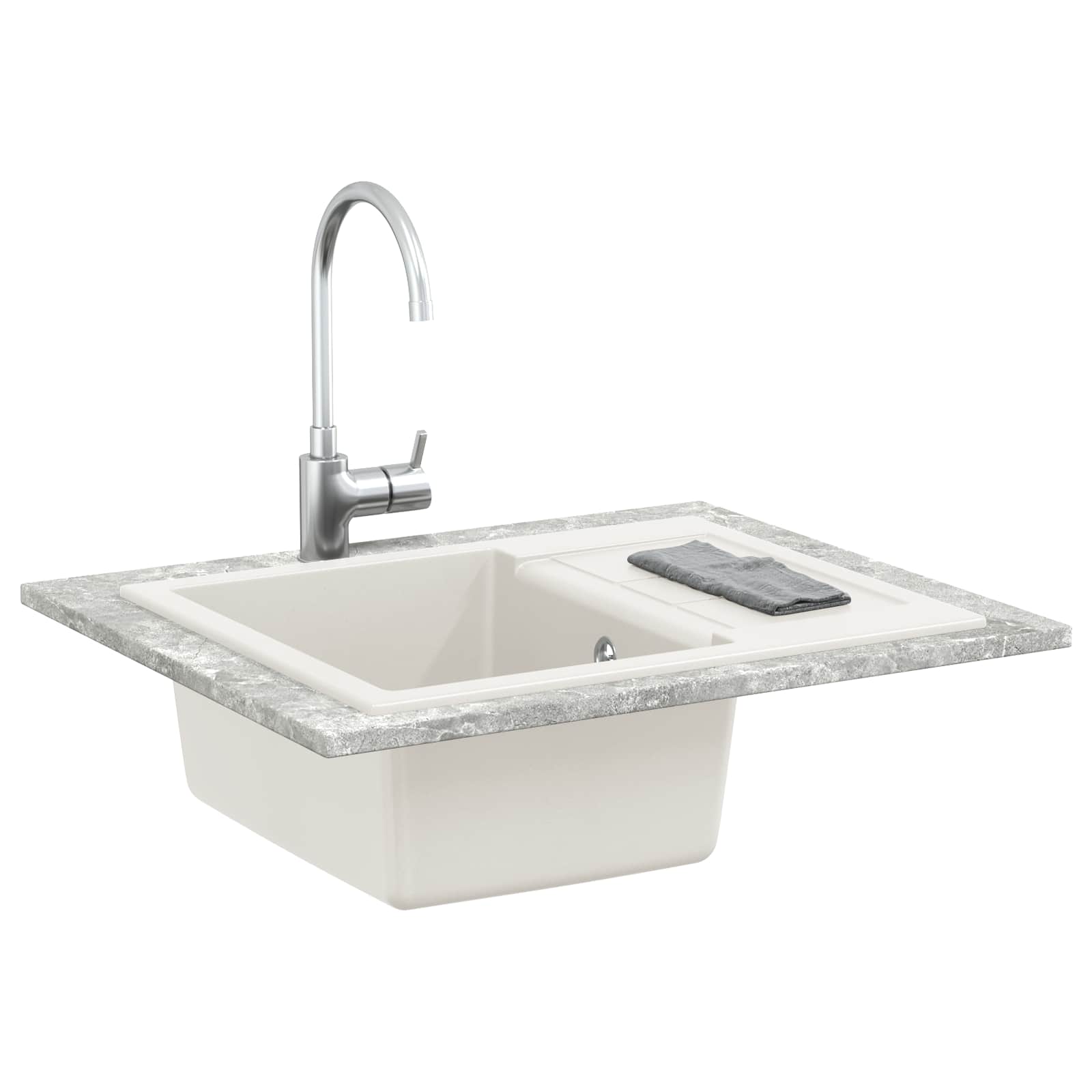 vidaXL Zlew Biały 620 x 500 mm 80% Kwarc i 20% Żywica