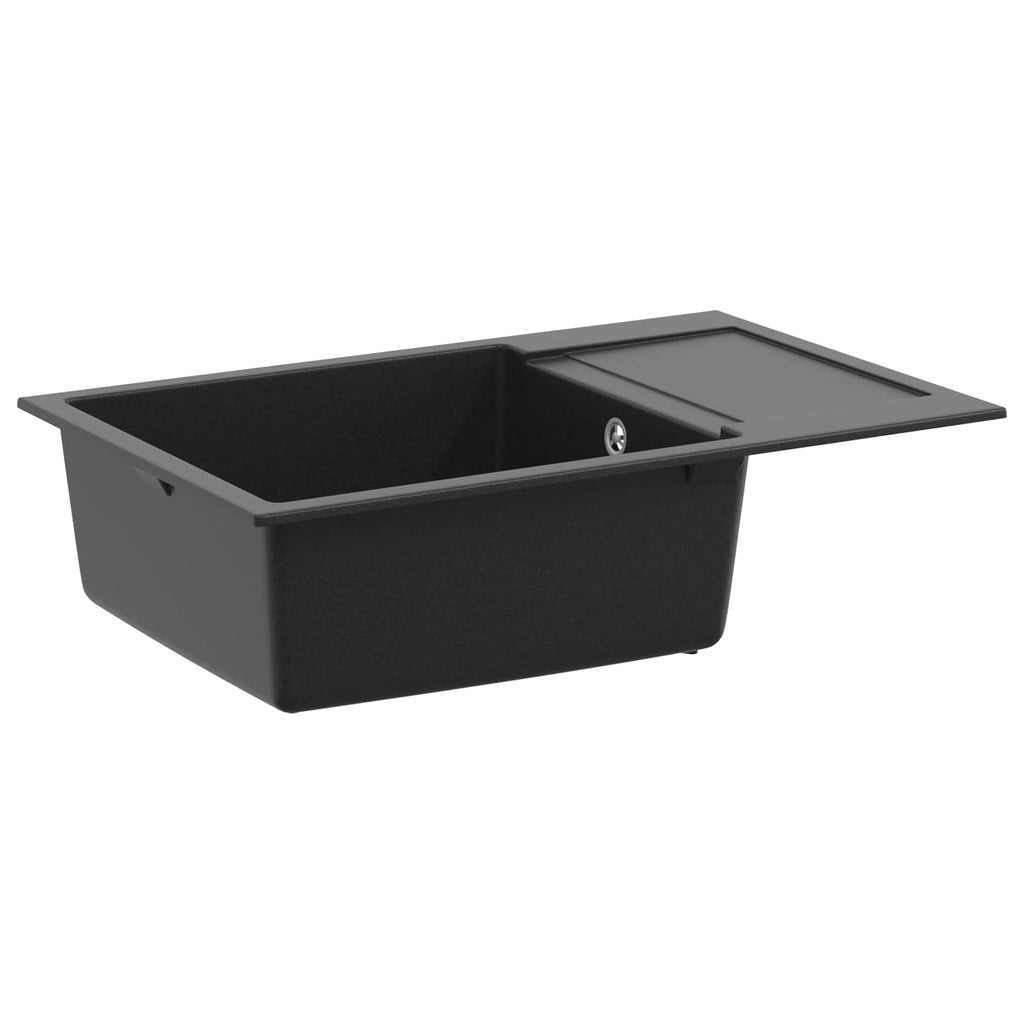 vidaXL Zlew Czarny 780 x 500 mm 80% Kwarc i 20% Żywica