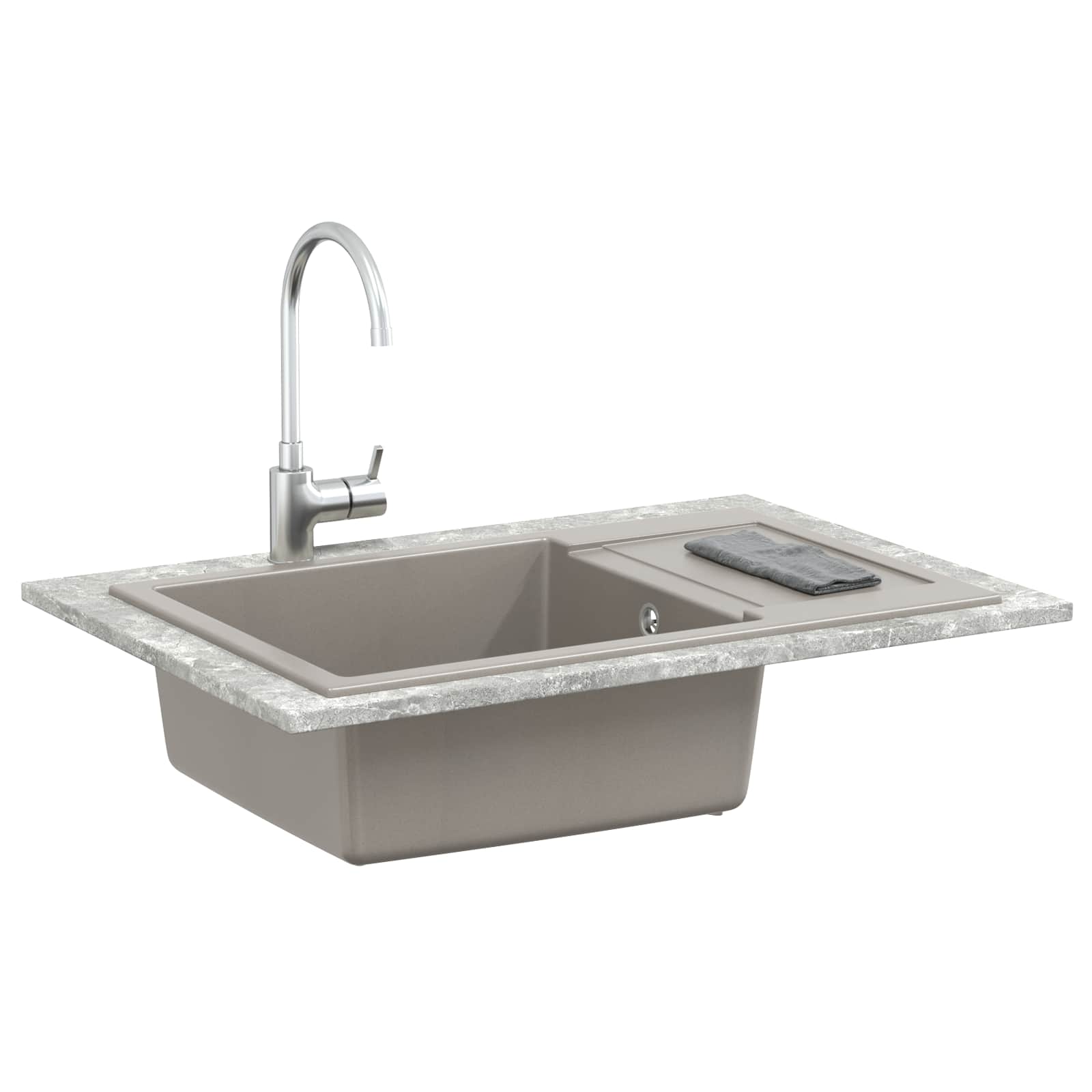 vidaXL Zlew Szary 780 x 500 mm 80% Kwarc i 20% Żywica