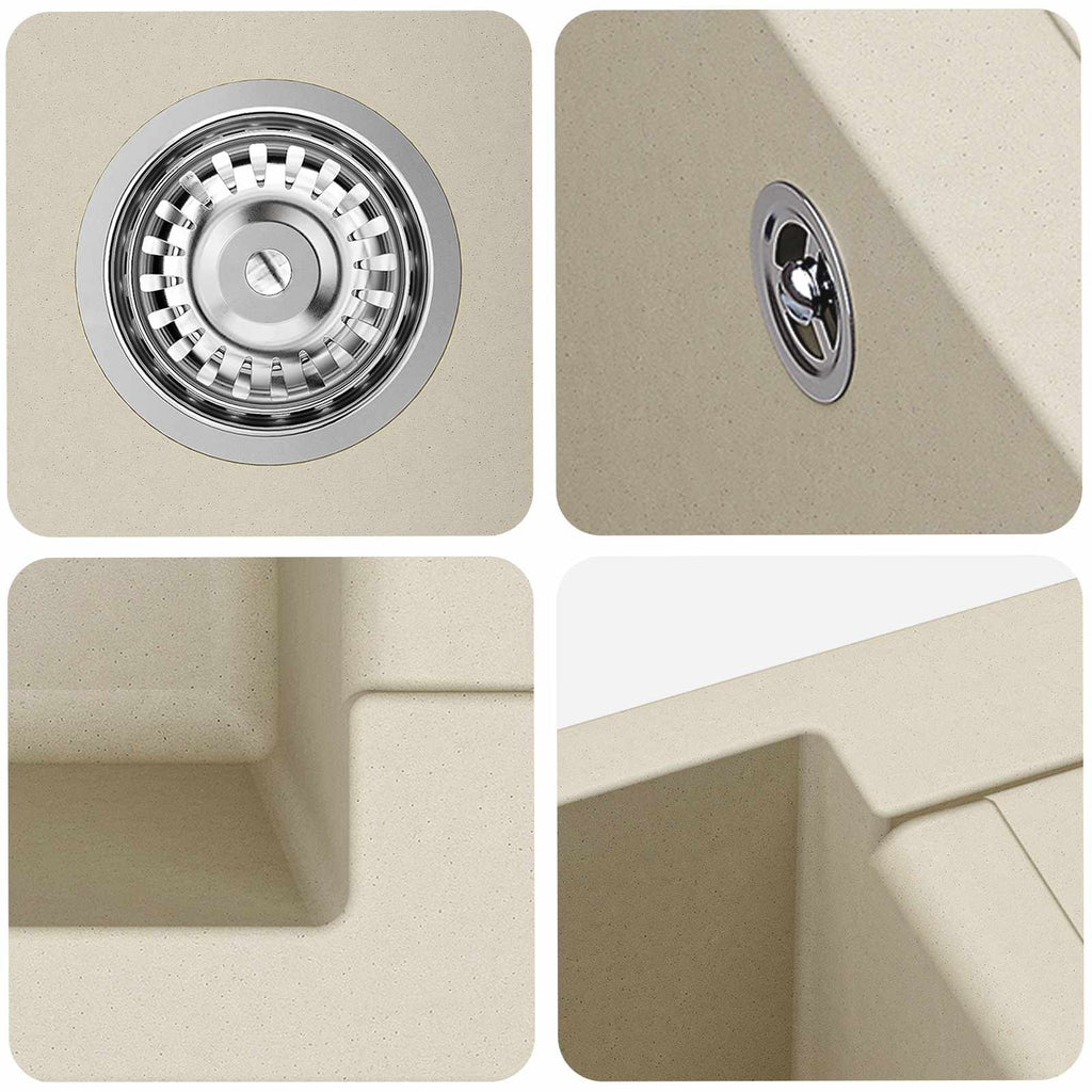 vidaXL Zlew Beżowy 780 x 500 mm 80% Kwarc i 20% Żywica