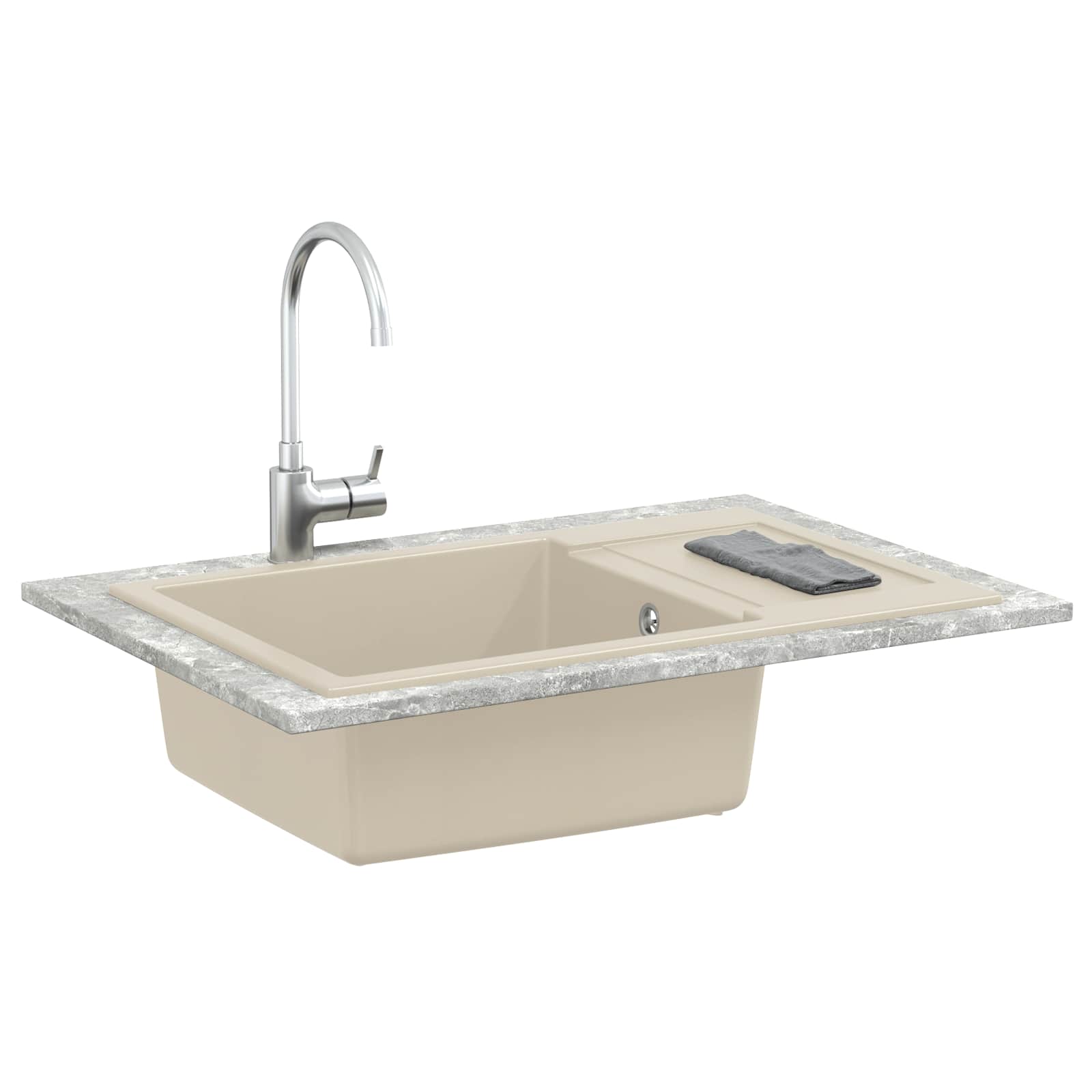 vidaXL Zlew Beżowy 780 x 500 mm 80% Kwarc i 20% Żywica