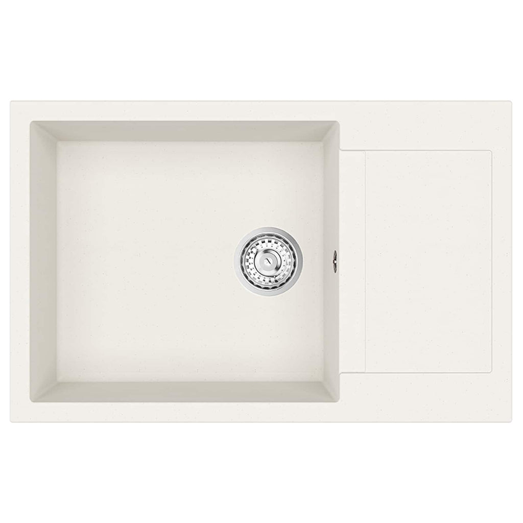 vidaXL Zlew Biały 780 x 500 mm 80% Kwarc i 20% Żywica