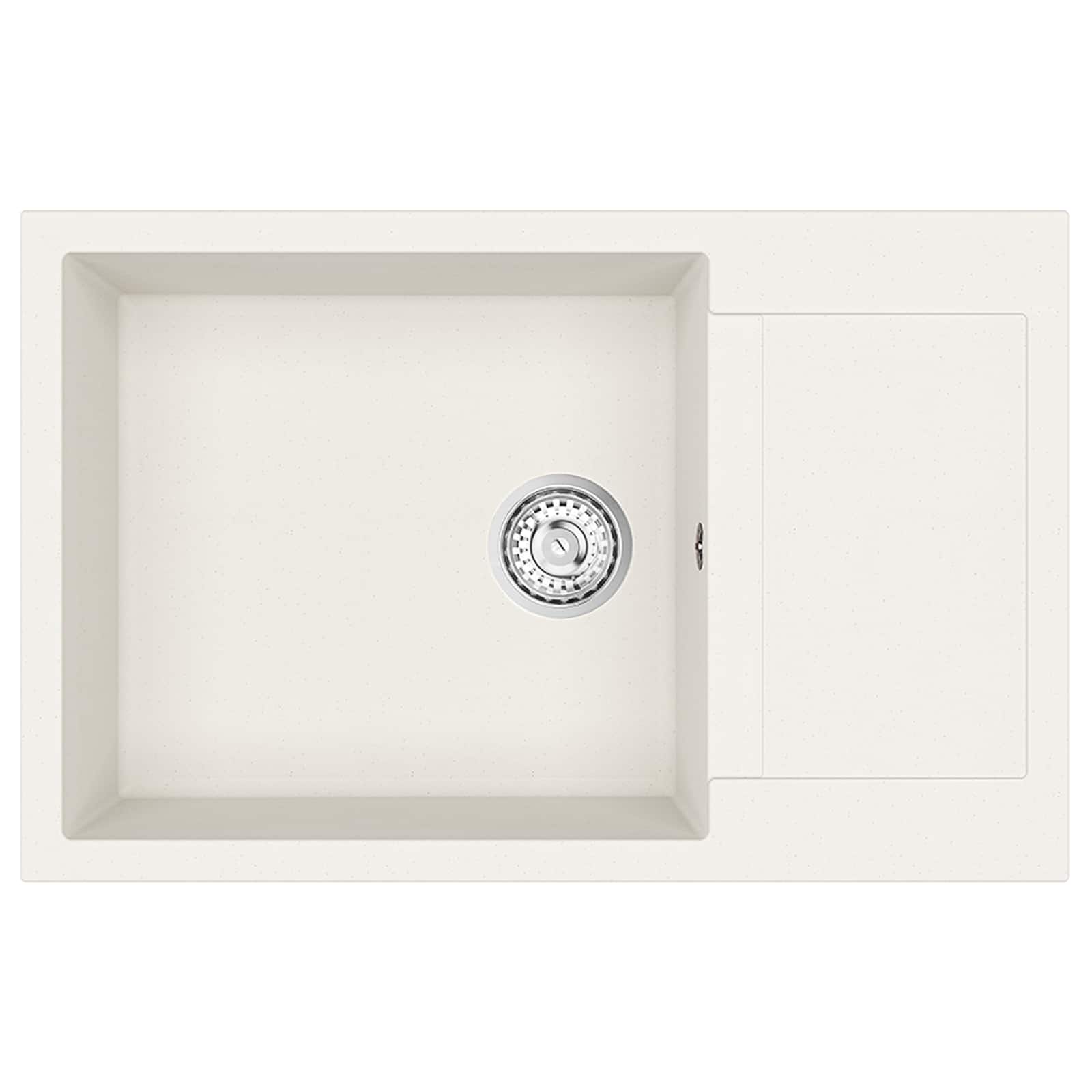 vidaXL Zlew Biały 780 x 500 mm 80% Kwarc i 20% Żywica