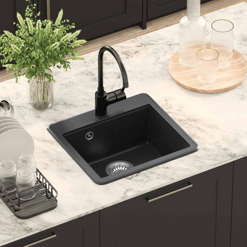 vidaXL Zlew Czarny 470 x 440 mm Granit