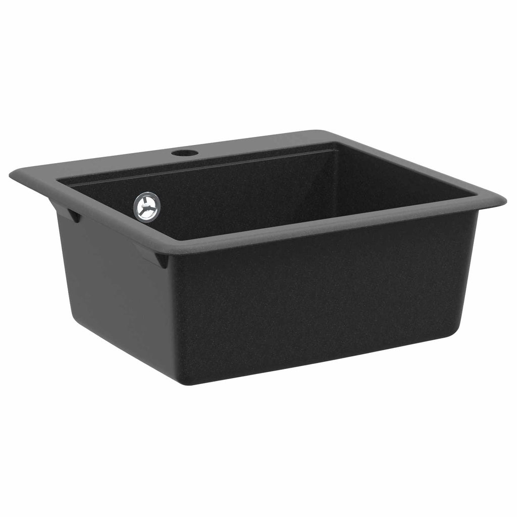 vidaXL Zlew Czarny 470 x 440 mm Granit