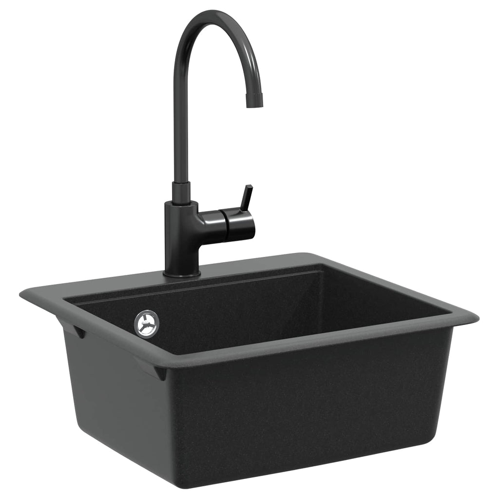 vidaXL Zlew Czarny 470 x 440 mm Granit