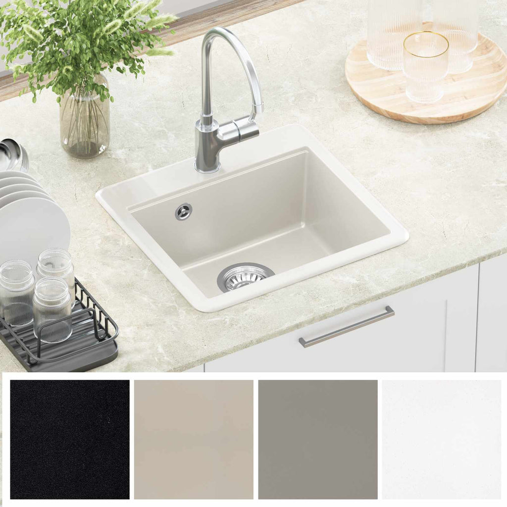 vidaXL Zlew Biały 470 x 440 mm Granit