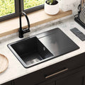 vidaXL Zlew Czarny 670 x 460 mm Granit