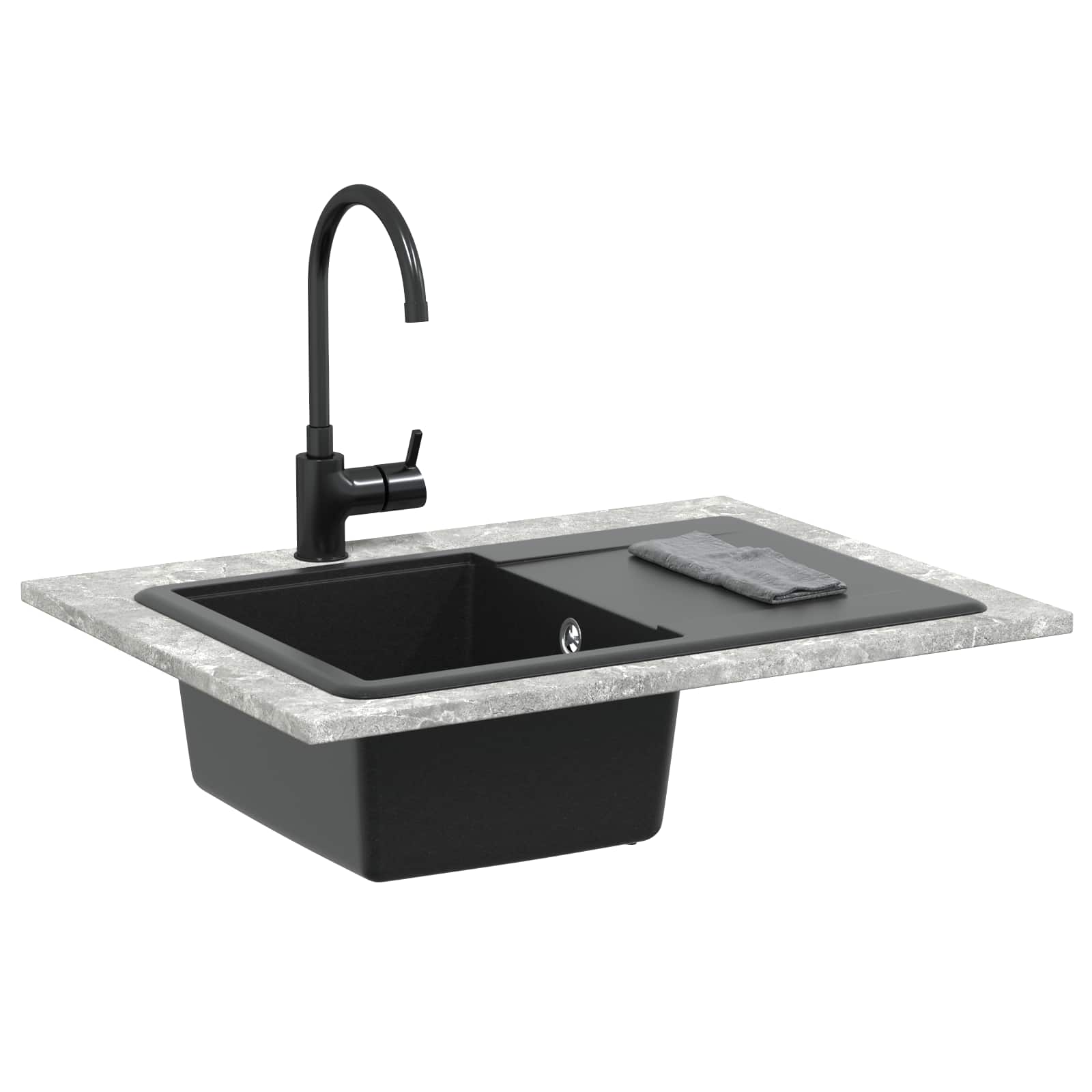 vidaXL Zlew Czarny 670 x 460 mm Granit