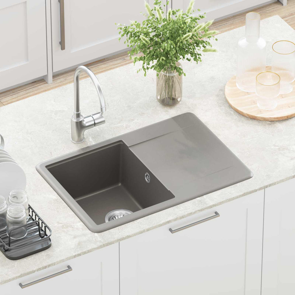 vidaXL Zlew Szary 670 x 460 mm 80% Kwarc i 20% Żywica