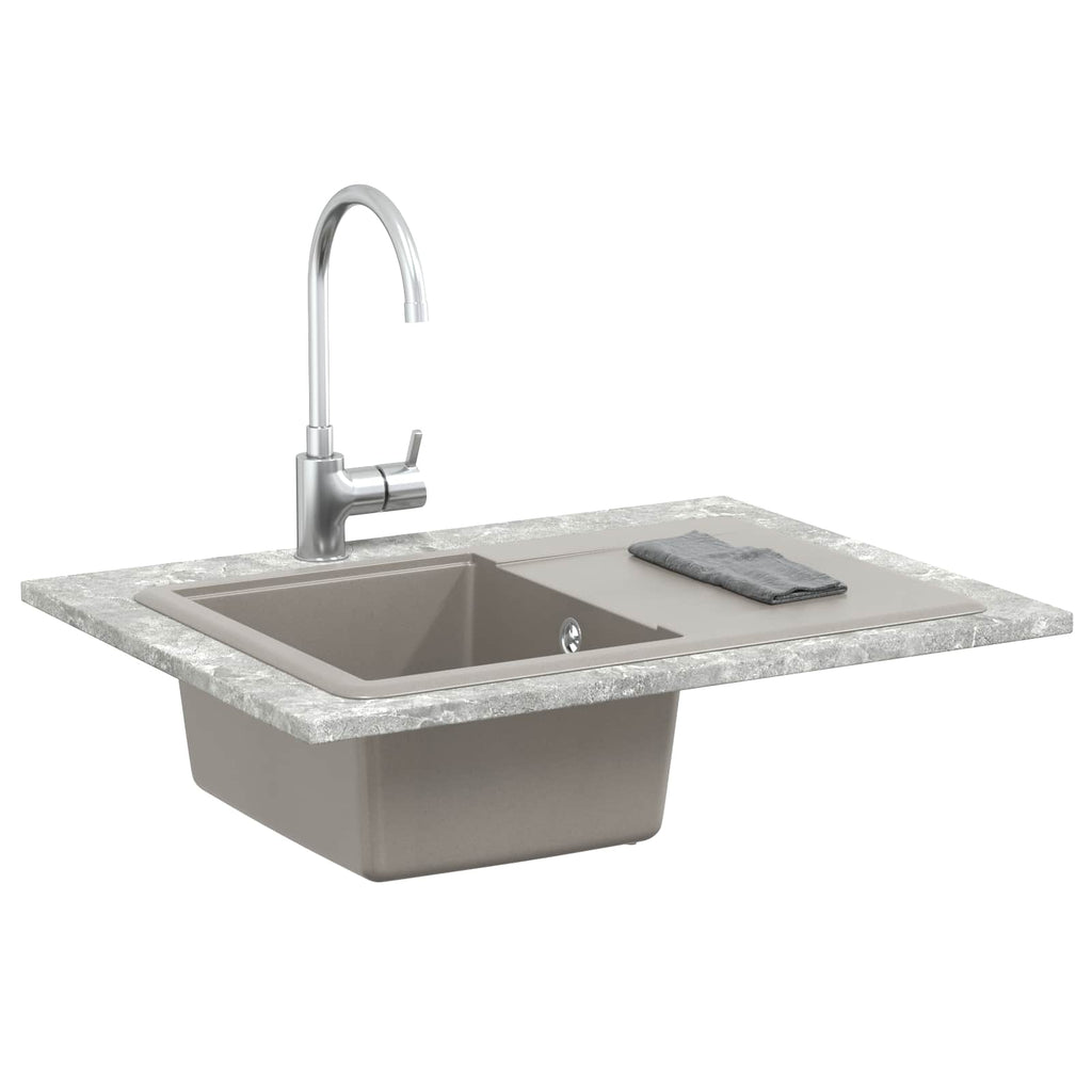 vidaXL Zlew Szary 670 x 460 mm 80% Kwarc i 20% Żywica