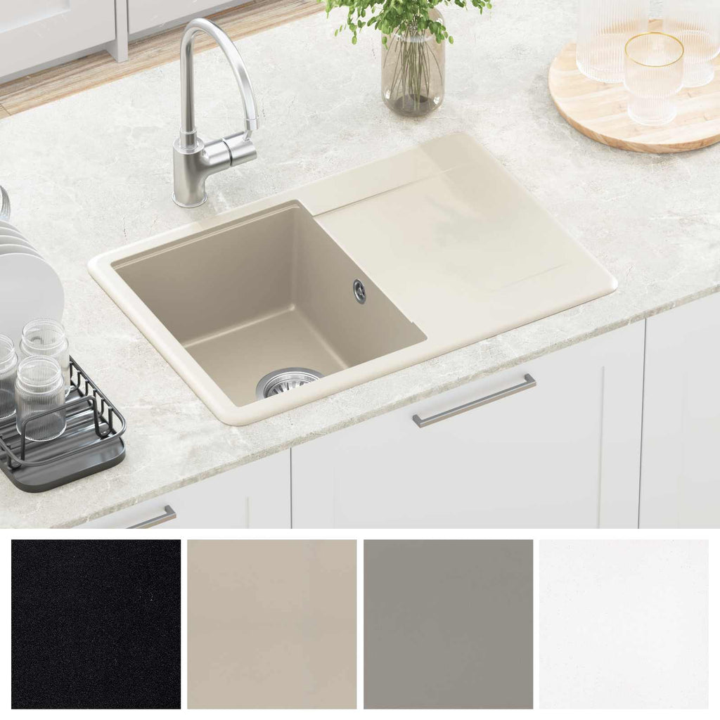 vidaXL Zlew Beżowy 670 x 460 mm 80% Kwarc i 20% Żywica