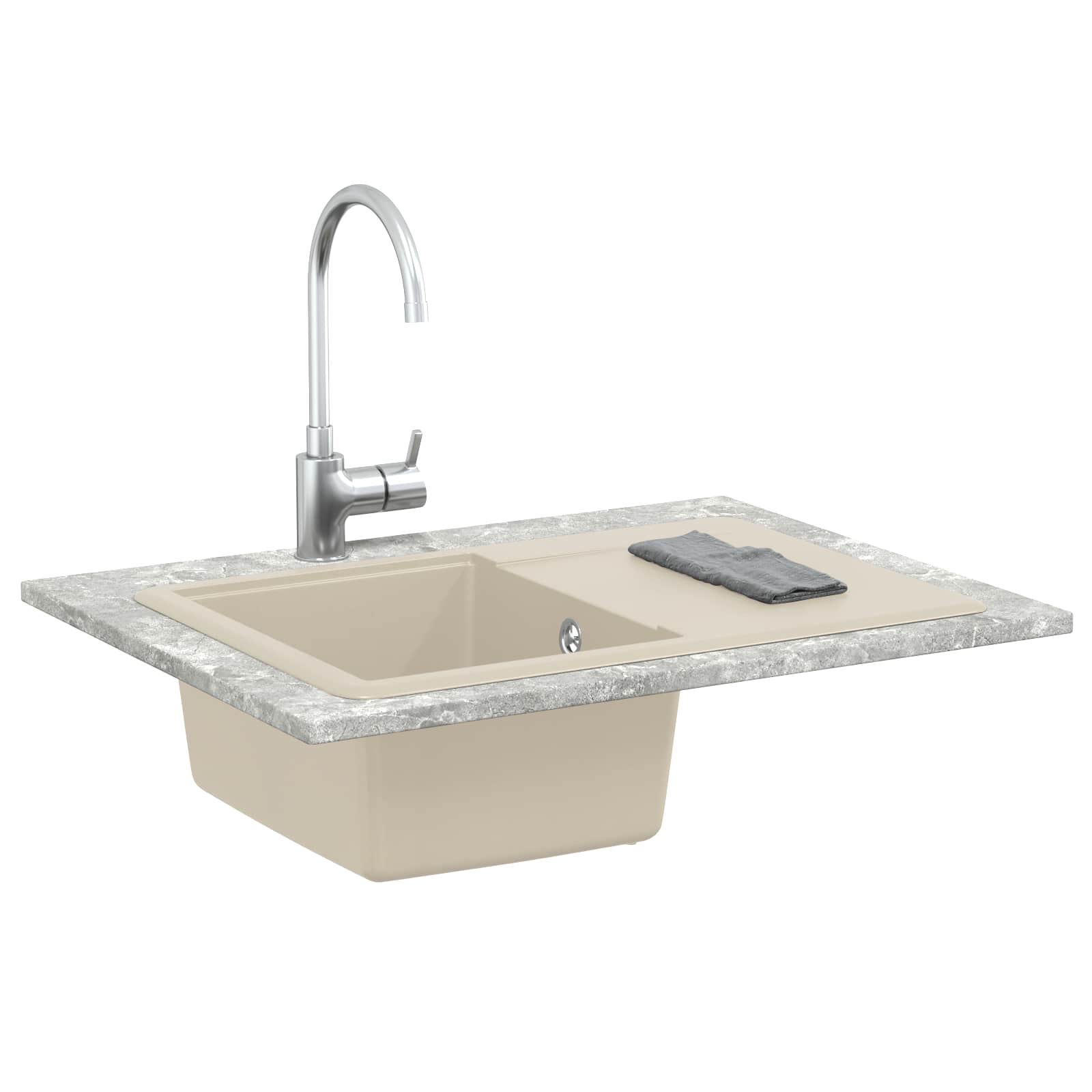 vidaXL Zlew Beżowy 670 x 460 mm 80% Kwarc i 20% Żywica
