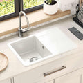 vidaXL Zlew Biały 670 x 460 mm 80% Kwarc i 20% Żywica