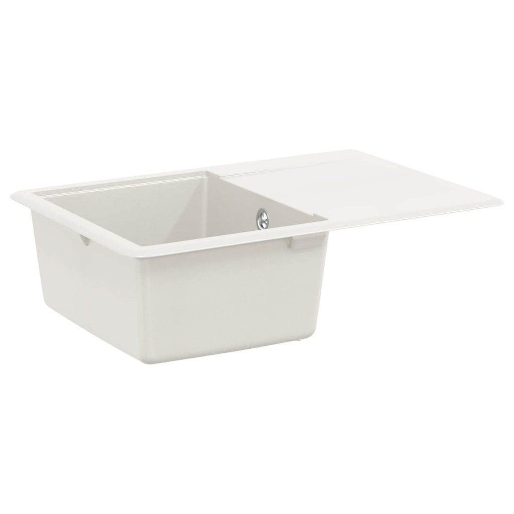 vidaXL Zlew Biały 670 x 460 mm 80% Kwarc i 20% Żywica