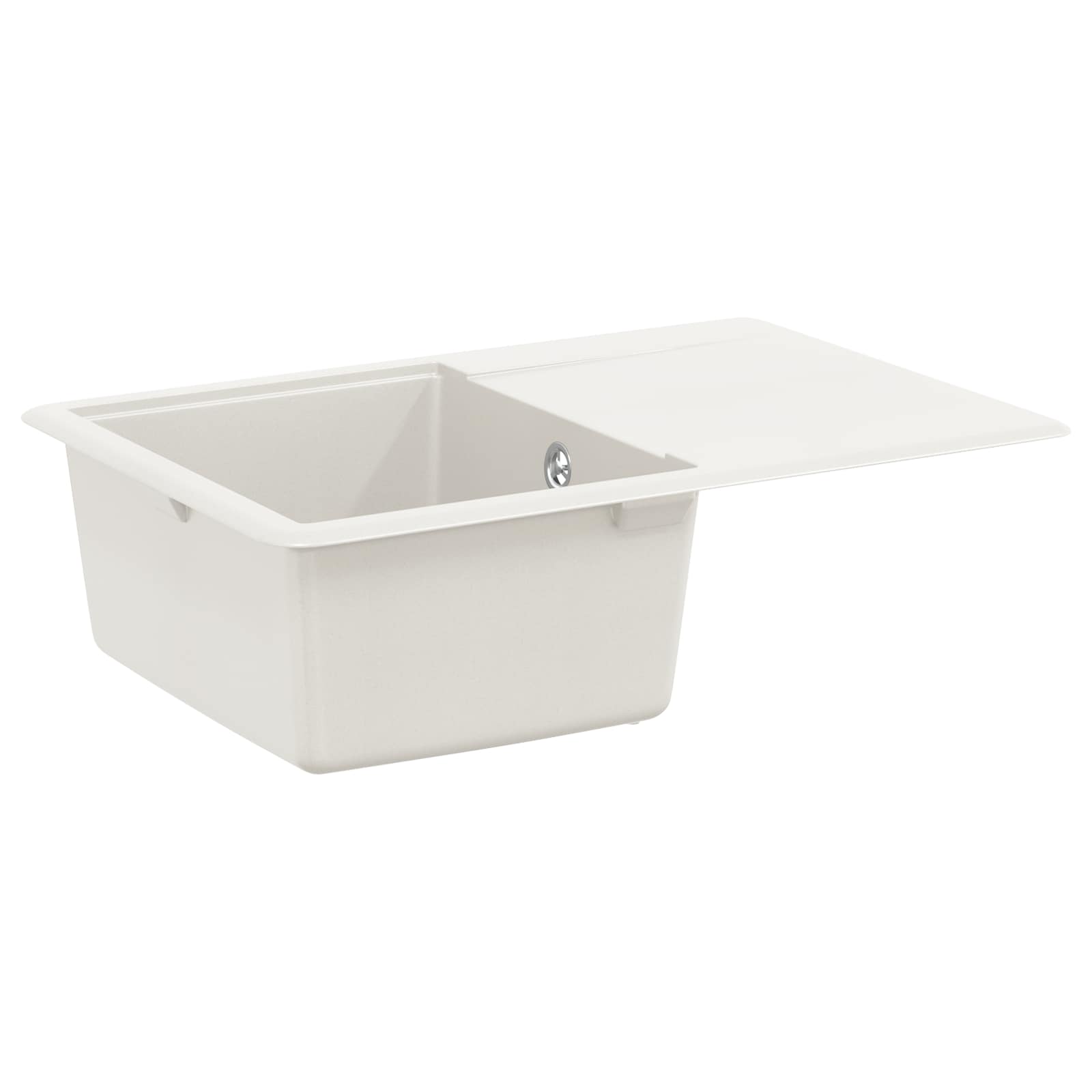 vidaXL Zlew Biały 670 x 460 mm 80% Kwarc i 20% Żywica