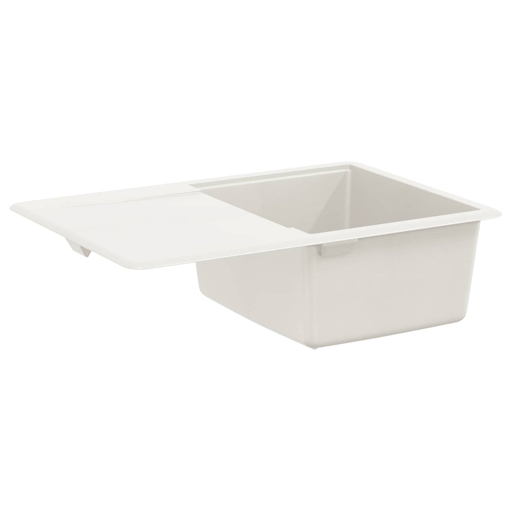 vidaXL Zlew Biały 670 x 460 mm 80% Kwarc i 20% Żywica