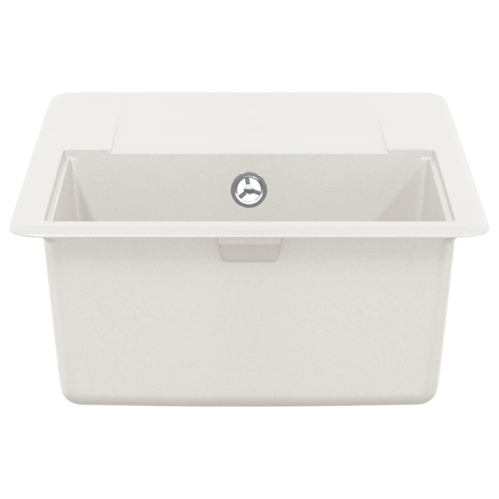 vidaXL Zlew Biały 670 x 460 mm 80% Kwarc i 20% Żywica