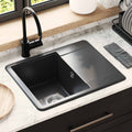 vidaXL Zlew Czarny 560 x 460 mm 80% Kwarc i 20% Żywica