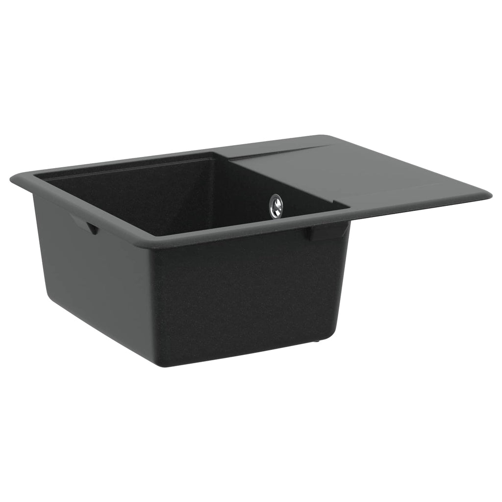 vidaXL Zlew Czarny 560 x 460 mm 80% Kwarc i 20% Żywica